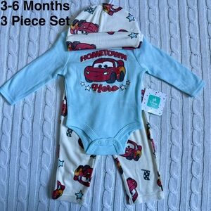 Disney Baby Cars Boys Outfit Set Onesie 3 6 Mo NEW Bodysuit Hat Pants Cute Fall